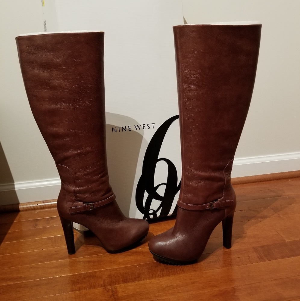 NWB Nine West Craftwork Wine Leather Dress Boot 6
